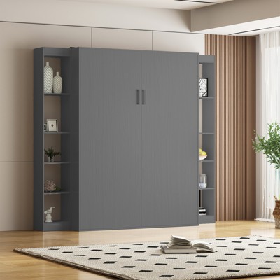 Mjkone Mjkone Queen Fold Up Cabinet Murphy Bed,Folding Wall Bed Guest Bed, 2 in 1 Space Saving Hidden Murphy Beds
