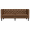 vidaXL Brown Faux Suede Chesterfield Sofa - 2-Seater, Button-Tufted Upholstery, Stain-Resistant, 68.5" x 29.3" x 27.8" - 3 of 4