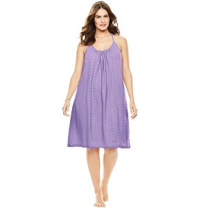 Dreams & Co. Plus Size Breezy Eyelet Short Nightgown - 1 of 4