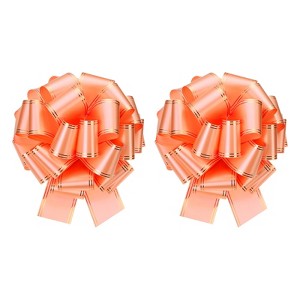Unique Bargains Christmas Wedding Car Basket Gift Wrapping Large Organza Pull Bow 2 Pcs - 1 of 4