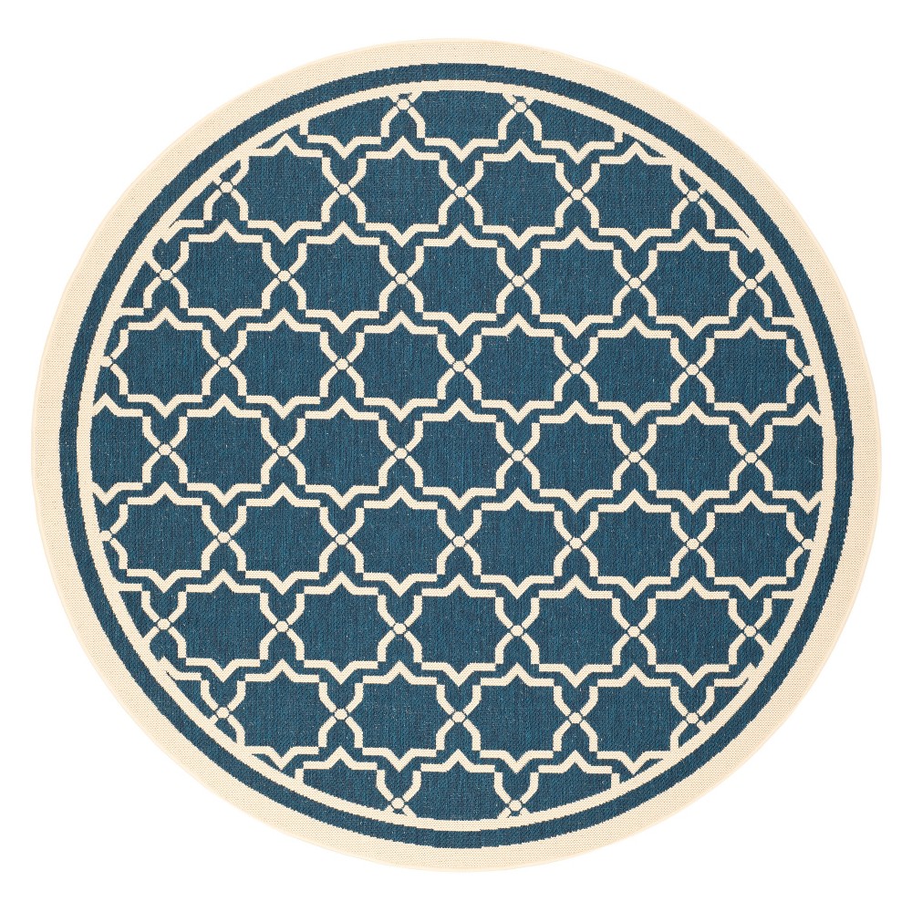 5'3inX5'3in Round Aylesbury Patio Rug Navy/Beige - Safavieh