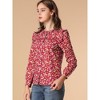 Allegra K St Patrick's Day Boho Daisy Floral Ruffled Neck Button Down Long Sleeve Blouses - 4 of 4