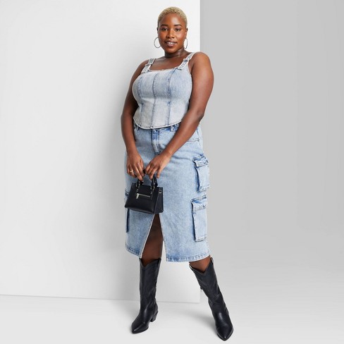 Women's Denim Corset Vest - Wild Fable™ Light Wash 3x : Target