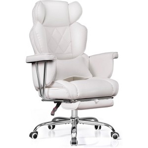 Executive Ergonomic Leather Office Chair with Footrest, Big and Tall Reclining Desk Chair with Lumbar Support, Heavy Duty SGS Class 4 Gas Lift - 1 of 1