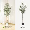 5/6/7 FT Artificial Olive Tree, Realistic Natural Wood Trunk, Plant with White Flower Pot and Green Fake Moss Outdoor Tree for Home Porch Decoration - 3 of 4