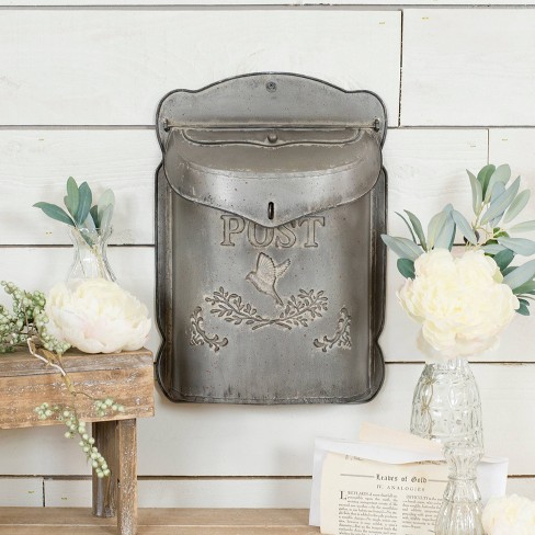 Metal Postbox Decorative Box Gray 15 6 X 10 8 Vip Home