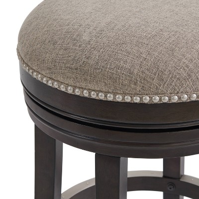 Elegant Dark Brown Swivel Bar Height Stool Set, Rubberwood