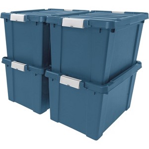 IRIS USA Lockable Heavy Duty Plastic Storage Bins Container with Lids and Secure Latching Buckles - 1 of 4