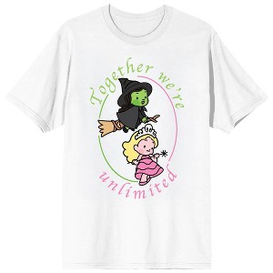 Wicked: Part I Together We're Unlimited Kawaii Glinda and Elphaba Adult White Short Sleeve Tee - 1 of 3