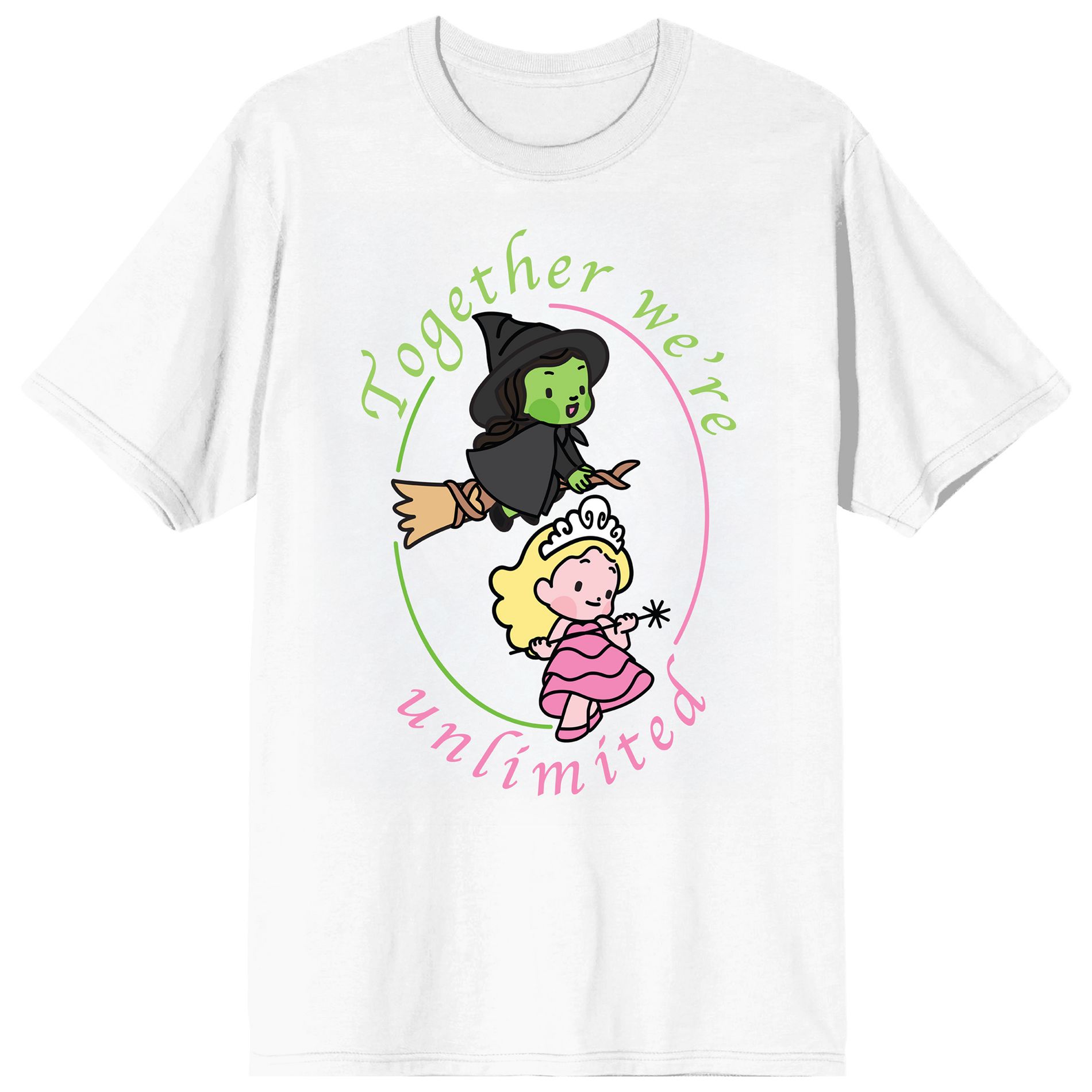 Wicked: Part 1 Together we're unlimited Elphaba & Glinda Kawaii on White Short Sleeve Adult T-Shirt