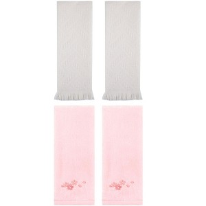 REGALWOVEN 4 Pcs Bathroom Decor Cotton Soft Absorbent Floral Embroidered Hand Towel 13" x 29" - 1 of 4