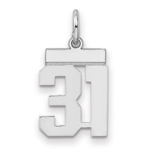 Black Bow Jewelry Sterling Silver, Athletic Collection, Small Polished Number 31 Pendant - 1 of 3