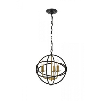 Elegant Lighting Octavia 3 light Brass and Dark Brown Pendant