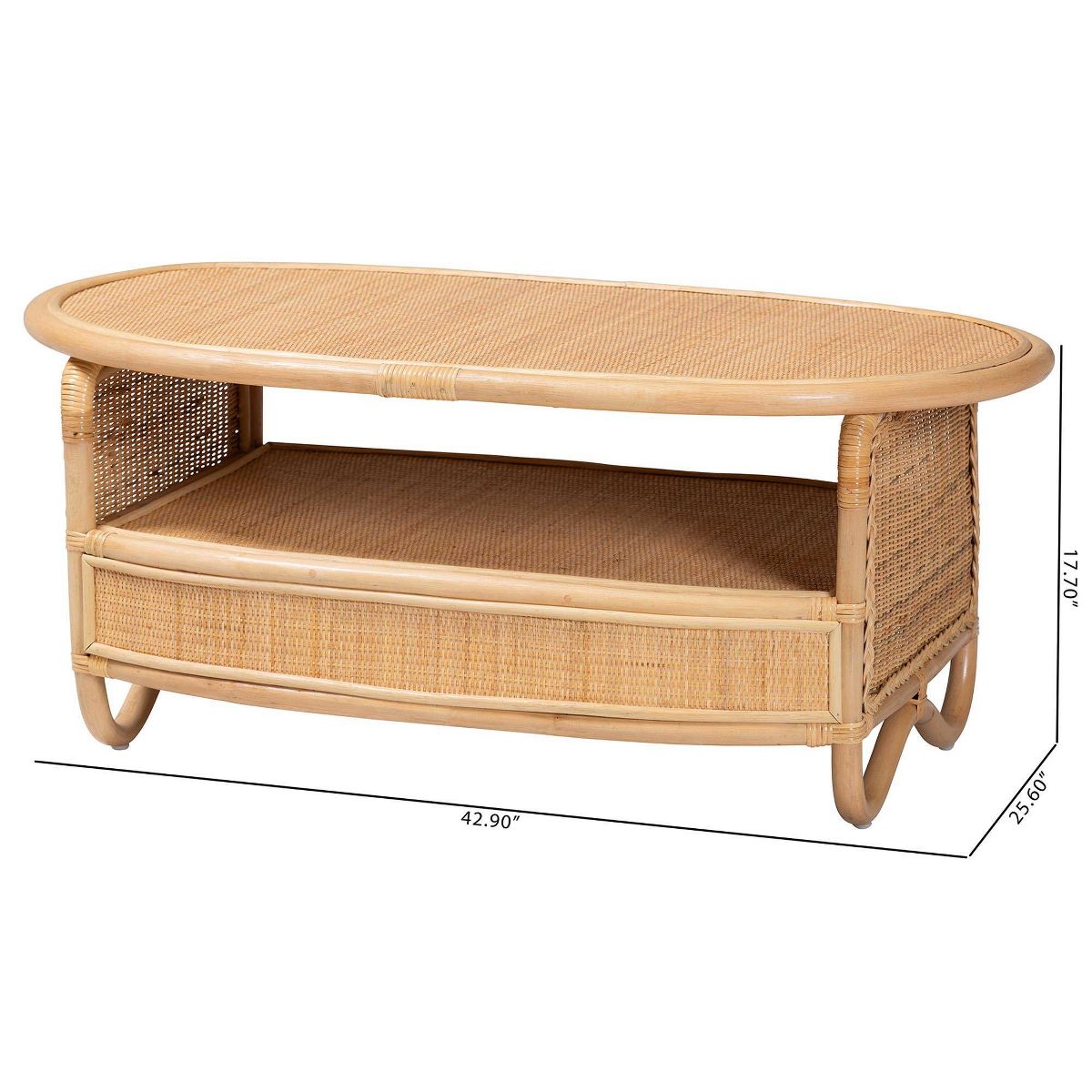 bali & pari Dyna Natural Rattan Coffee Table with Open Shelf Natural - thumbnail 9
