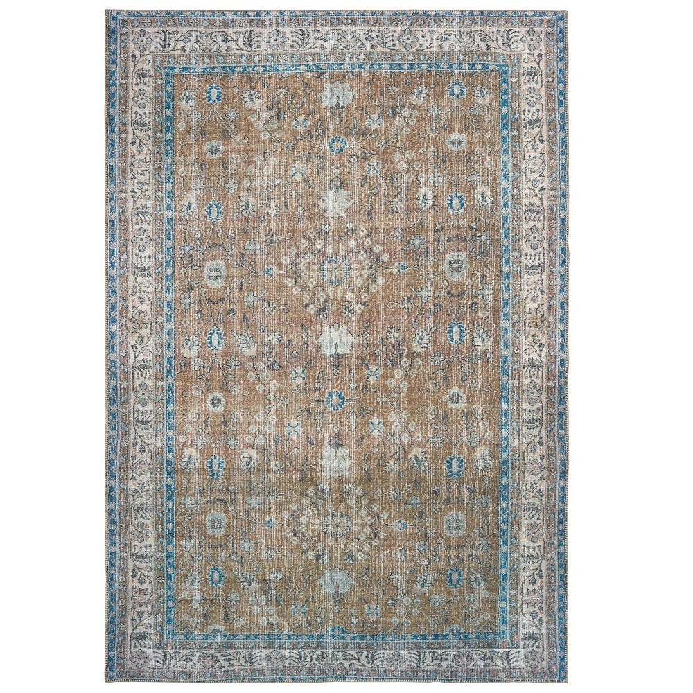  Scarlett Vintage Floral Border Area Rug Gold/Blue