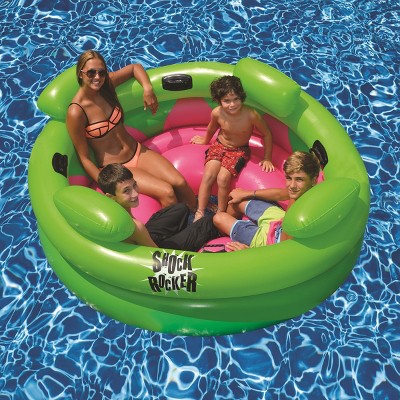 Bright Green and Pink Inflatable Pool Float with Headrests