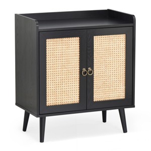 GlasFlength Kitchen Storage Accent Kitchen Cabinet Storage Cabinet Morden Sideboard Cabinet 2 Doors for Dining Room, Black, 15"*26.4"*30" - 1 of 4