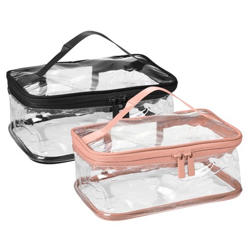 Clear Makeup Case Toiletry Bag Multipurpose Travel Makeup Train Case  Portable Cosmetic Organizer Transparent Storage Bag Makeup Organizer (BLACK)