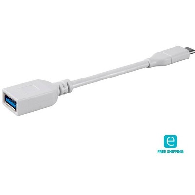 Monoprice USB C to USB A Female 3.1 Gen 1 Extension Cable - 0.5 Feet - White | Fast Charging, 5Gbps, 3A, 30AWG, Type C - Essentials Series