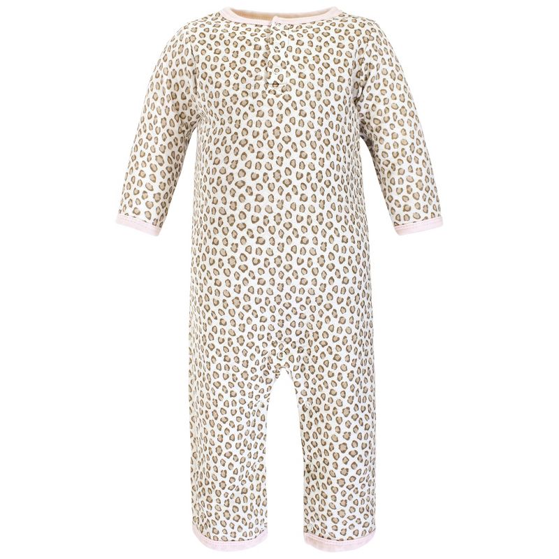 Hudson Baby Infant Girl Premium Quilted Coveralls, Blush Rose Leopard, 5 of 6