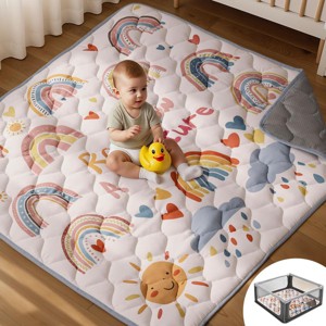 GOTGELIF 50"x50" Extra-Thick Cushioned Foam Baby Play Mat Foldable & Non-Slip Tummy Time Mat - 1 of 4