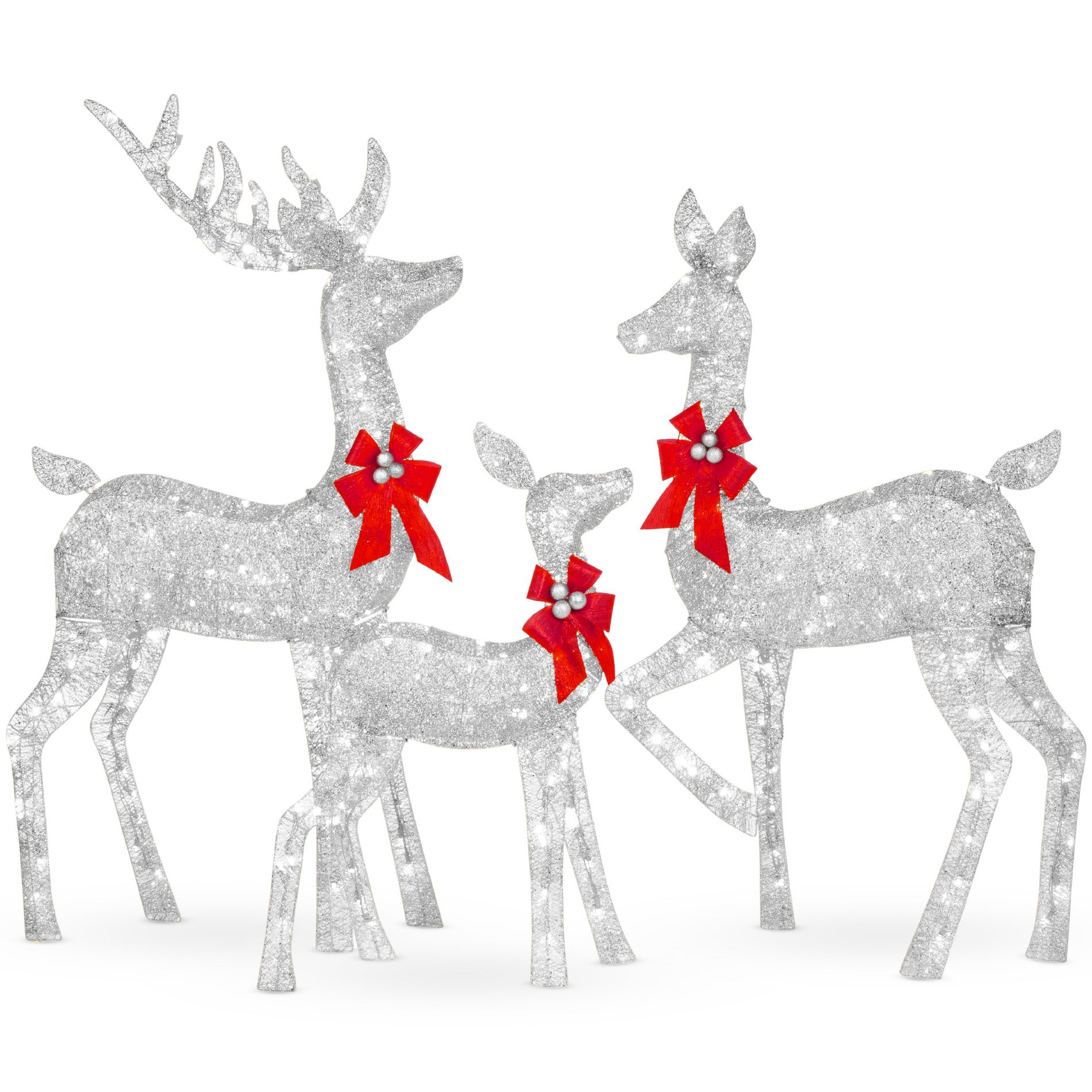 Best Choice Products 3-Piece Lighted Christmas Deer Set Outdoor Yard Decoration