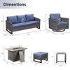 Buenhomino 7PCS Outdoor Patio Furniture Set,PE Wicker Patio Conversation Sets with 41" 50000BTU Fire Pit Table,Swivel Rocking Chairs Set - 3 of 4