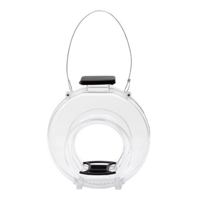 Lakeside Large Clear Plastic Round Hopper-Style Bird Feeder for Hanging