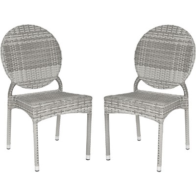 Valdez Indoor Outdoor French Bistro Stacking Side Chair  (Set of 2) - Grey - Safavieh