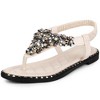 Perphy Women's Rhinestone Elastic T-Strap Dressy Slip Flat Bohemian Flip Flop Sandals - 3 of 4