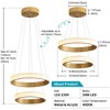 POWLIG Modern 2 light Integrated LED Gold Pendant Light Ring Chandelier Adjustable Height for Dining Room Living Room - 4 of 4