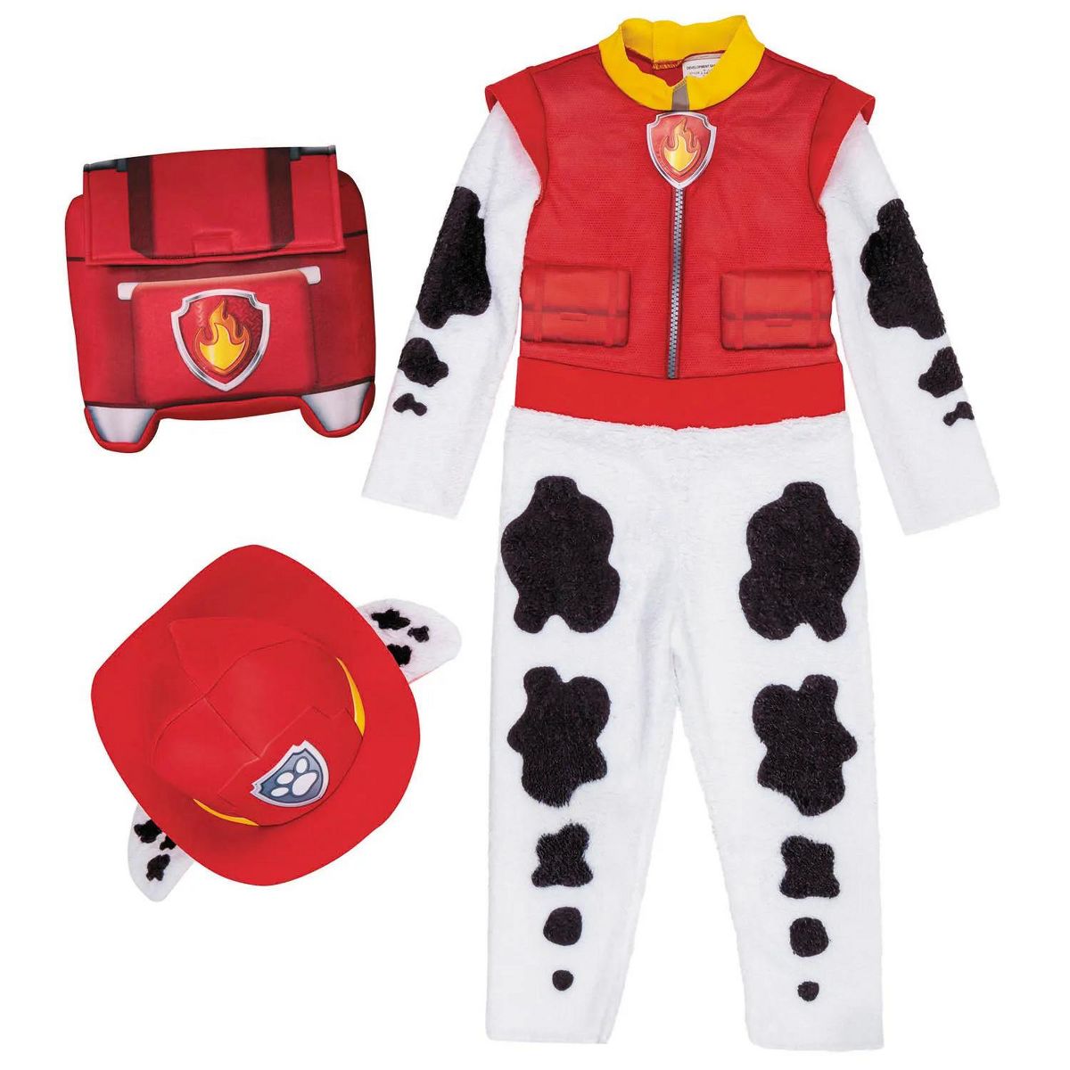 Toddler Deluxe Paw Patrol™ Marshall Jumpsuit Costume - thumbnail 3