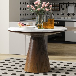 CAVINAS Dining Table Retro Round Dining Table Minimalist Elegant Table for Kitchen - 1 of 4
