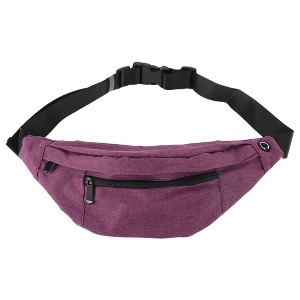 Unique Bargains Crossbody Fanny Pack with 4 Pockets Purple 1 Pc - 1 of 4