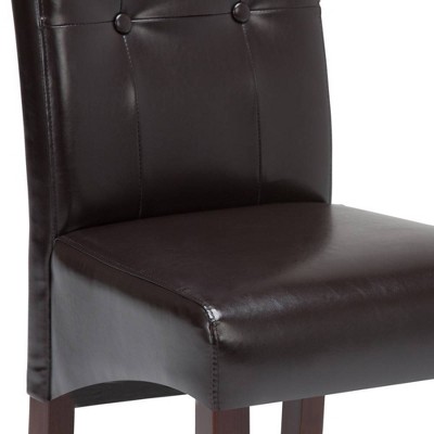 Dark Brown Faux Leather Tufted Parsons Side Chair Set