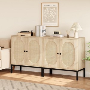 Modern Storage Cabinet,Glass Door Sideboard with Adjustable Shelves for Dining & Living Room - 1 of 4