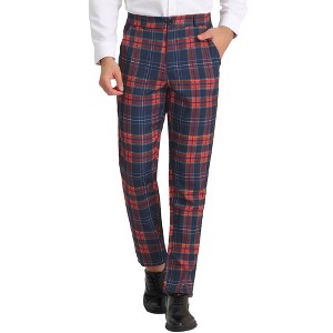 INSPIRE CHIC Men's Plaid Casual Regular Fit Flat Front Stretch Dress Pants - 1 of 4