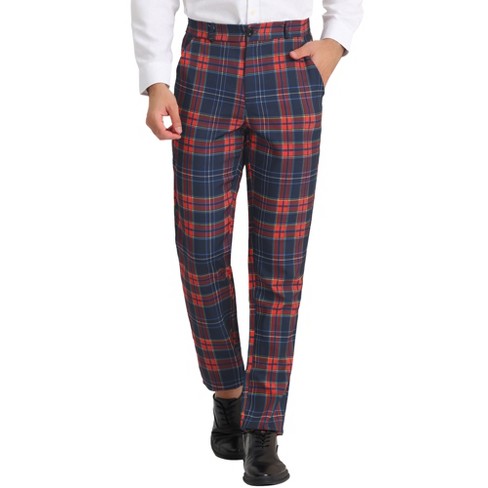 Lars Amadeus Men's Plaid Casual Regular Fit Flat Front Stretch