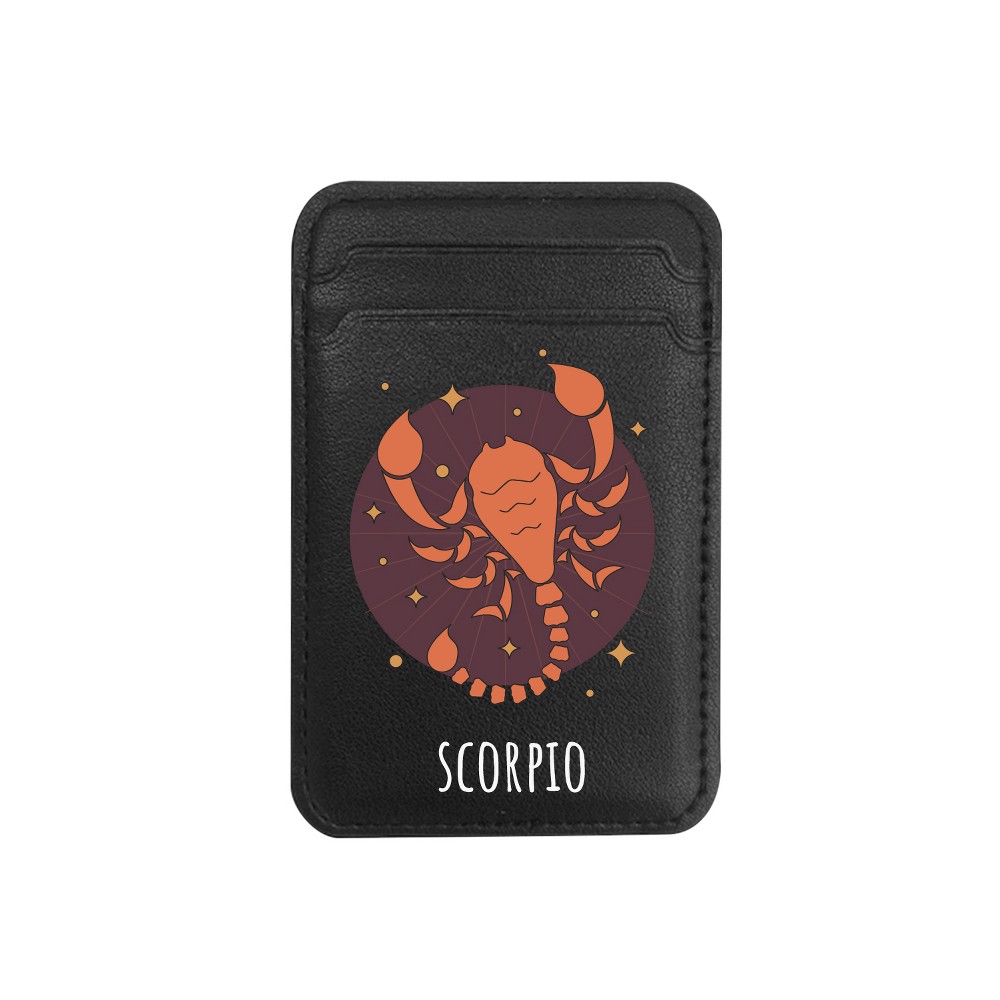 OTM Essentials Black Leather Wallet Sleeve MagSafe Compatible - Scorpio: Fictitious Character Design