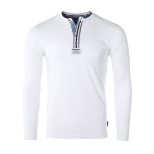 Men's 's Long Sleeve Oil Wash Vintage Button Henley T-shirt - ZIMEGO - 1 of 3
