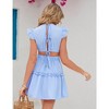Women's Ruffle Cap Sleeve Crew Neck Layered Elastic Empire Waist Tie Back Solid Mini Dress - 4 of 4