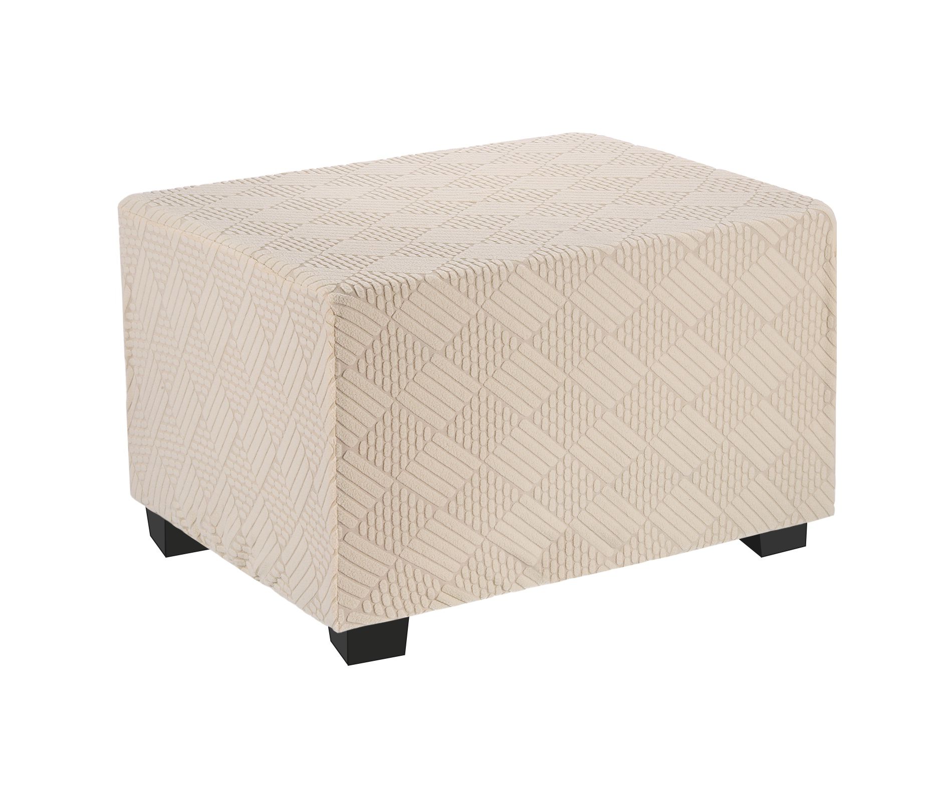 Unique Bargains  Elastic Furniture Protector Stretch Foot Stool Cover for Living Room Bedroom 1 Pc Beige Fit 57-70cm / 23"-27"