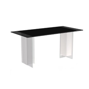 LeisureMod Kova Series Modern Rectangular Dining Table with Sintered Stone/Glass Top and Acrylic Base - 1 of 4