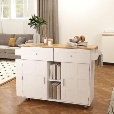 45” Kitchen Island With Trash Can Cabinet