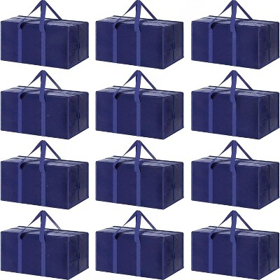 12 Pack Extra Heavy Duty Large Moving Bags Strong Zipper & Comfortable Handles, Sturdy & Durable Clothes Storage Bags