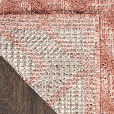Coral Orange Diamond Flat Woven 5' x 7' Indoor/Outdoor Rug