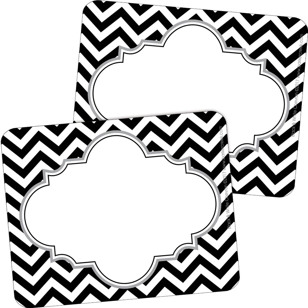 2pk 45ea Black & White Chevron Remember Me! Self-Adhesive Name Tag Labels - Barker Creek: Paper, 3.5"x2.75", 90 Count