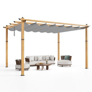 Outdoor Pergola Metal Gazebo with Retractable Canopy - 1 of 4