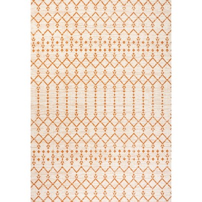 Boho Chic Cream/Orange Geometric Synthetic 5' x 7' Area Rug