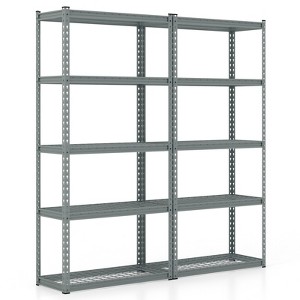 Gymax 2PC 5-Tier Heavy Duty Utility Storage Rack w/ Adjustable Shelves ...